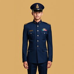 Men's ceremonial uniform for Pandu scouts, featuring a long-sleeved design in navy blue color