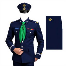 Men's ceremonial uniform for Pandu scouts, featuring a long-sleeved design in navy blue color