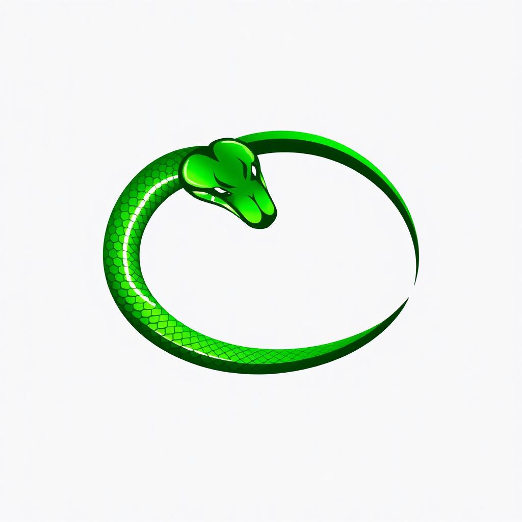 A modern and sleek logo featuring a green viper snake elegantly coiled to form the shape of a tennis ball