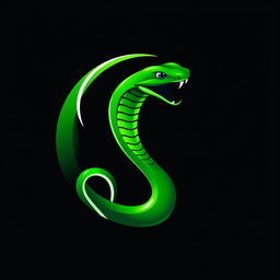 A modern and sleek logo featuring a green viper snake elegantly coiled to form the shape of a tennis ball