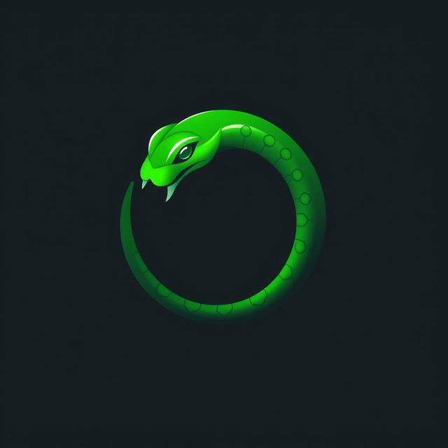 A modern and sleek logo featuring a green viper snake elegantly coiled to form the shape of a tennis ball