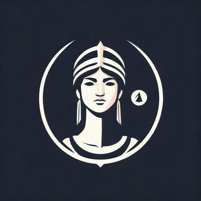 A logo with a black background, featuring a detailed, heroic and handsome statue of Athena. The text 'ATHENA' should be displayed in an esports-style font.