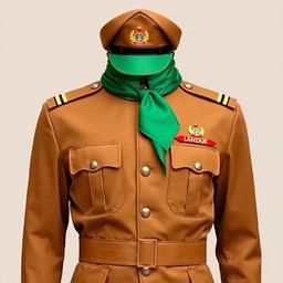 Men's ceremonial uniform for Pandu scouts, featuring a long-sleeved design in khaki brown color