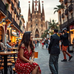 An enchanting romantic comedy set in the vibrant city of Barcelona, featuring a charming couple exploring the lively streets, contemplating if this vibrant city is their future home