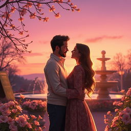 A beautifully romantic and enchanting scene illustrating the concept of deep love and affection