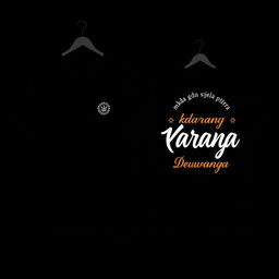 Black T-shirt with a small, modern logo on the front left (left chest) and the back featuring aesthetic, contemporary text "Muda berkarya, berani dan menginspirasi" and "Karang Taruna Putra Dewangga" in a stylish and trendy font