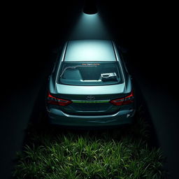 A dramatic movie poster featuring the back of a wrecked Toyota Camry, seen from a top-down isometric view