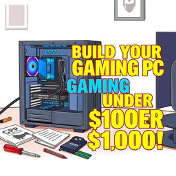 A thumbnail illustration showing a budget gaming PC setup being assembled