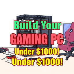 A thumbnail illustration showing a budget gaming PC setup being assembled