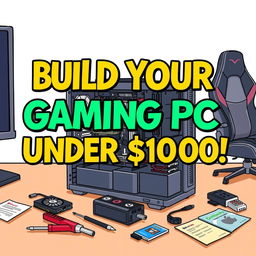 A thumbnail illustration showing a budget gaming PC setup being assembled