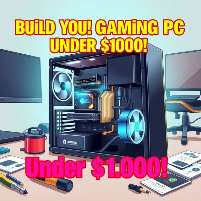 A thumbnail illustration showing a budget gaming PC setup being assembled