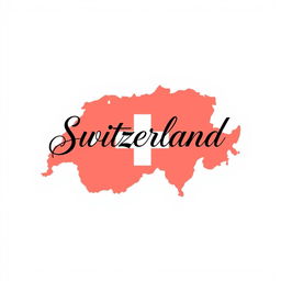 A minimalist design cover featuring the Swiss flag with the word 'Switzerland' elegantly written in beautiful calligraphy above it