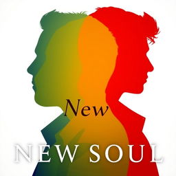 Cover for the book "New Soul" featuring the profile silhouette of two men, creatively superimposed on each other