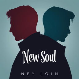 Cover for the book "New Soul" featuring the profile silhouette of two men, creatively superimposed on each other