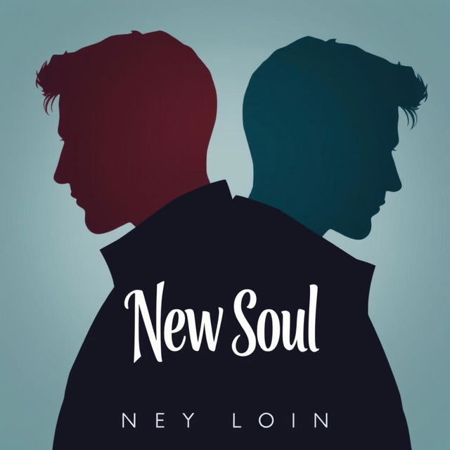 Cover for the book "New Soul" featuring the profile silhouette of two men, creatively superimposed on each other