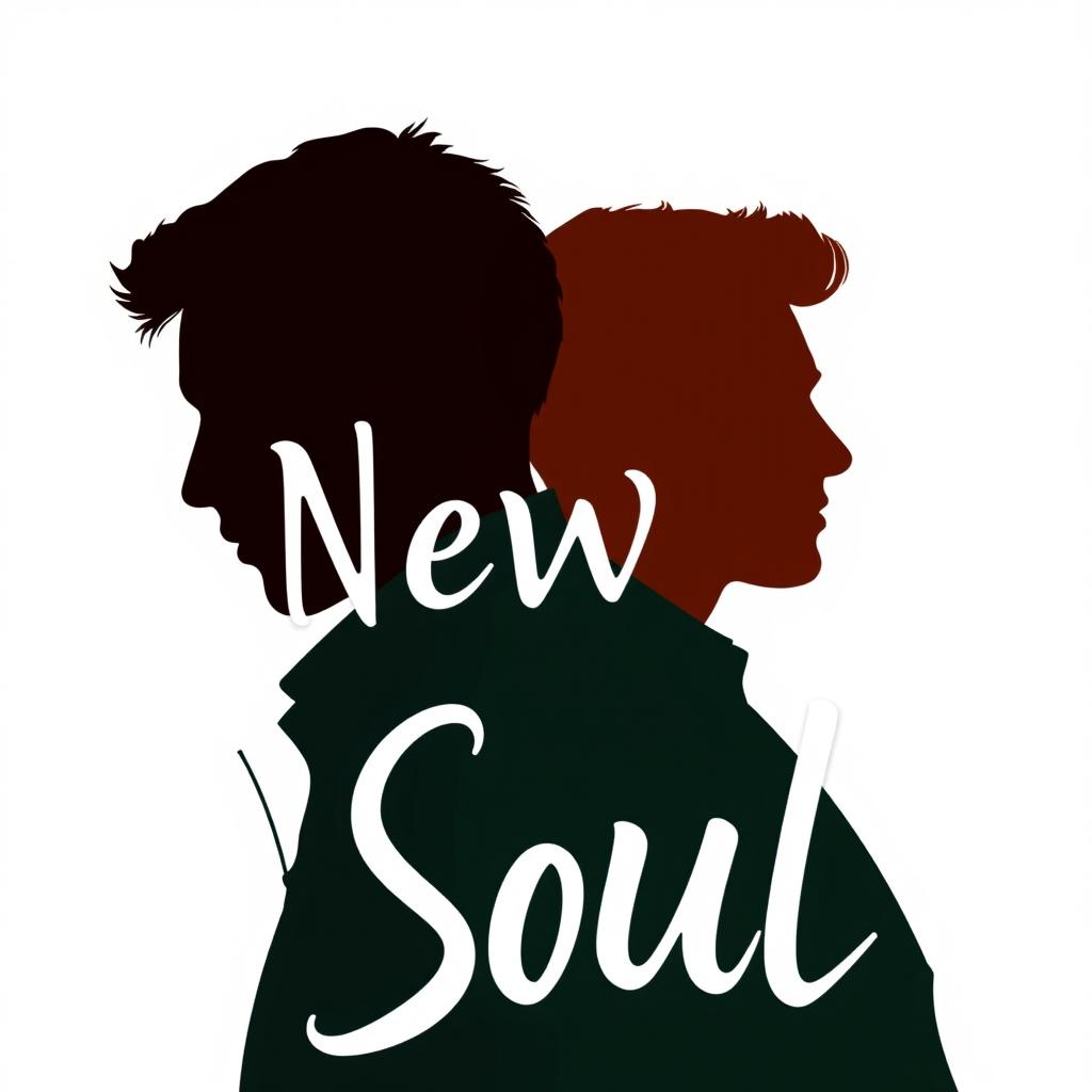 Cover for the book "New Soul" featuring the profile silhouette of two men, creatively superimposed on each other