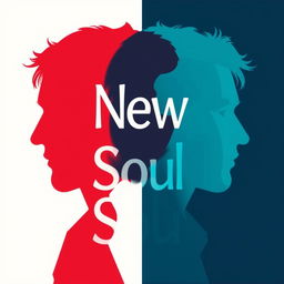 Book cover for "New Soul" showcasing the profile silhouette of two men, superimposed in a creative manner