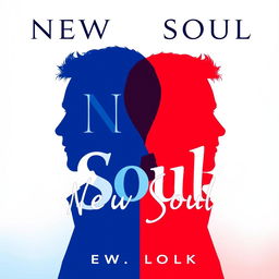 Book cover for "New Soul" showcasing the profile silhouette of two men, superimposed in a creative manner