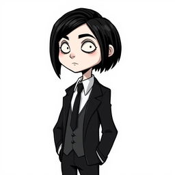 Gothic male version of Wednesday Addams, styled as an illustration sticker and cake topper