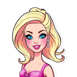 Barbie from the 2023 movie, styled as an illustration sticker and cake topper