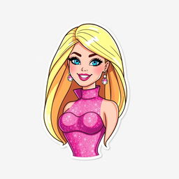 Barbie from the 2023 movie, styled as an illustration sticker and cake topper