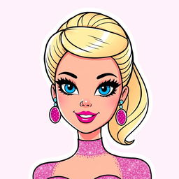 Barbie from the 2023 movie, styled as an illustration sticker and cake topper