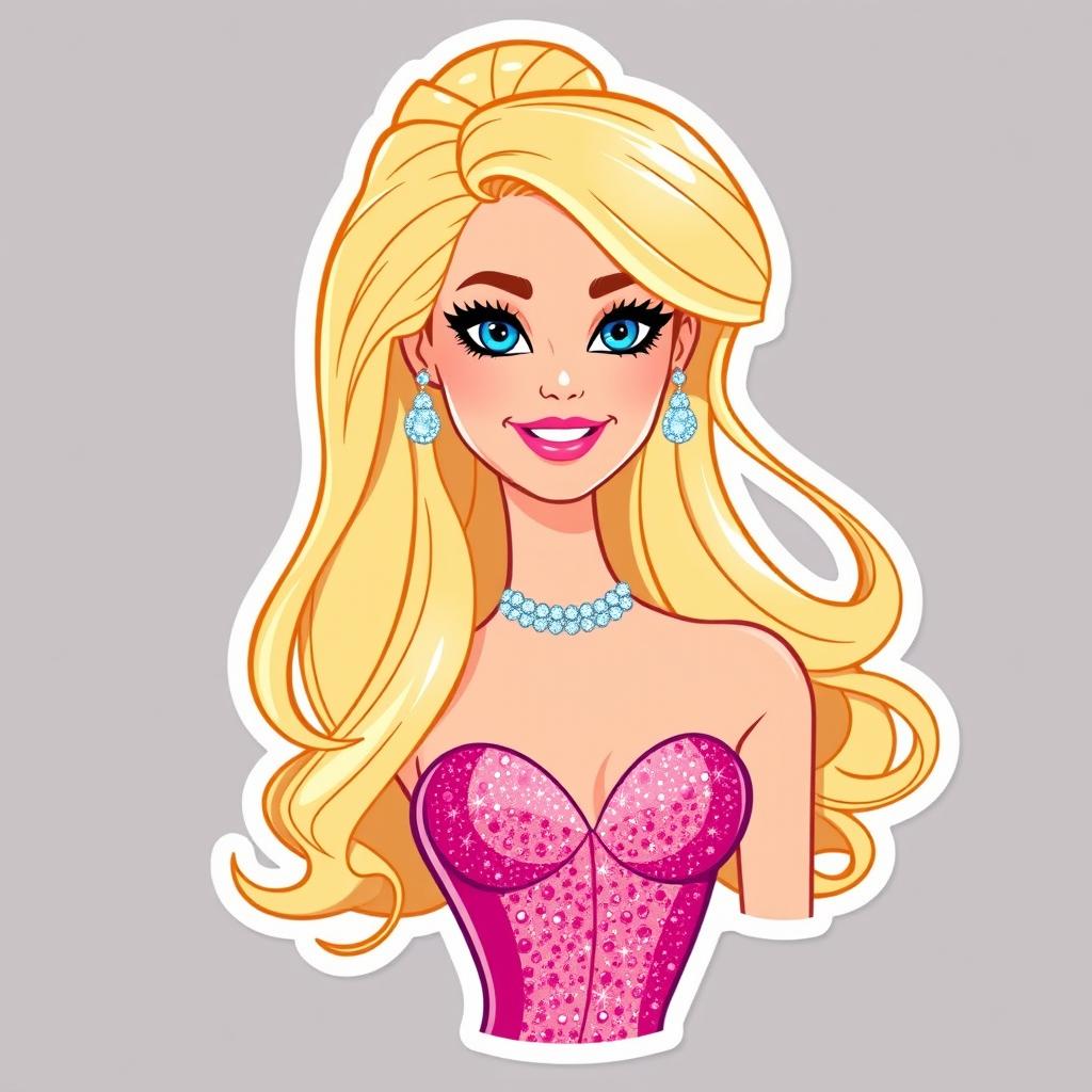 Barbie from the 2023 movie, styled as an illustration sticker and cake topper