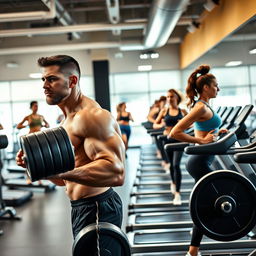 A diverse group of athletes engaged in rigorous training at a modern gym