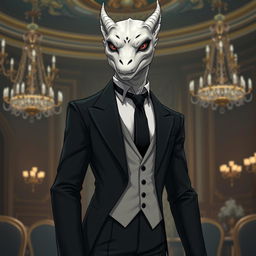 A creature named Balgura, depicted as a mystical entity, wearing a black formal suit