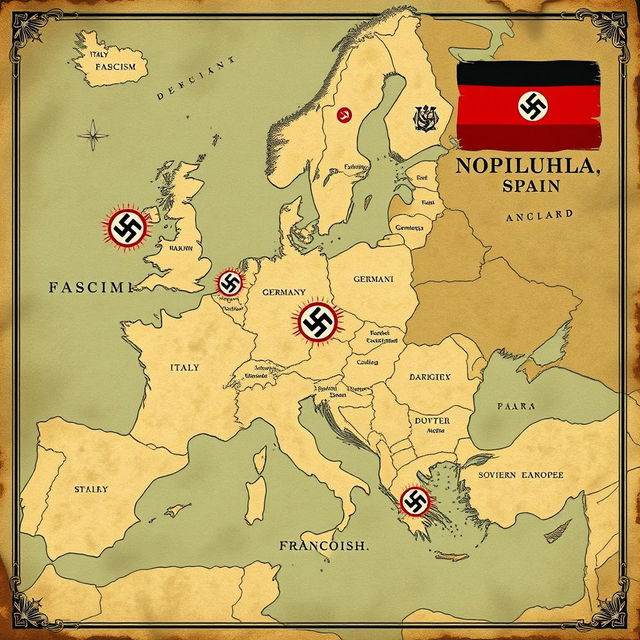 A map of Europe depicting various forms of totalitarian regimes in different countries during the 20th century