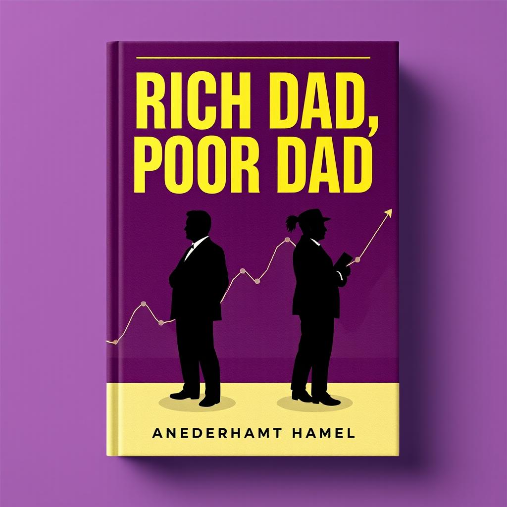 Inspired by the 'Rich Dad, Poor Dad' book cover, this design features a bold and eye-catching title in large, modern typography