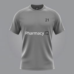 An elegant and sophisticated monochromatic design of a Pharmacy 21 jersey, featuring subtle shades of grey with a smooth gradient effect