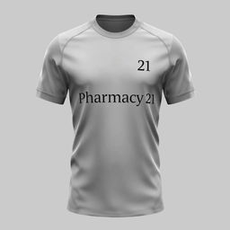 An elegant and sophisticated monochromatic design of a Pharmacy 21 jersey, featuring subtle shades of grey with a smooth gradient effect