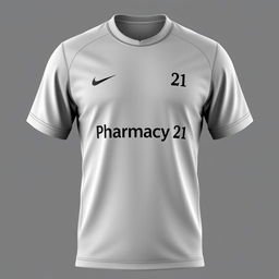 An elegant and sophisticated monochromatic design of a Pharmacy 21 jersey, featuring subtle shades of grey with a smooth gradient effect