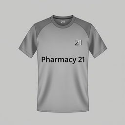 An elegant and sophisticated monochromatic design of a Pharmacy 21 jersey, featuring subtle shades of grey with a smooth gradient effect