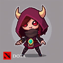 Create a pixel art image of the Dota 2 hero Hoodwink