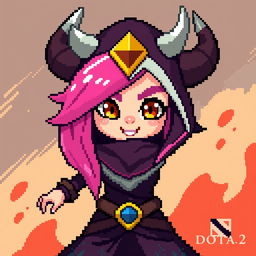 Create a pixel art image of the Dota 2 hero Hoodwink