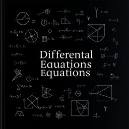 A captivating book cover for a textbook on Differential Equations, featuring a sleek black theme as the backdrop