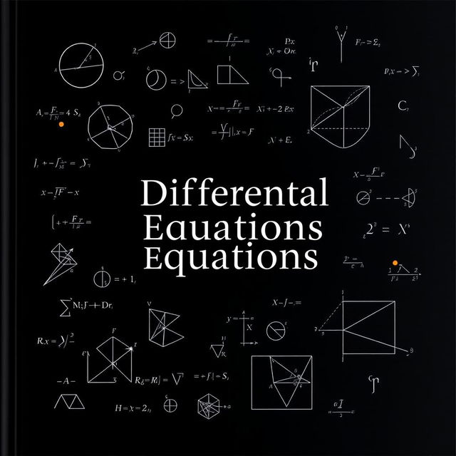 A captivating book cover for a textbook on Differential Equations, featuring a sleek black theme as the backdrop