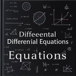 A captivating book cover for a textbook on Differential Equations, featuring a sleek black theme as the backdrop