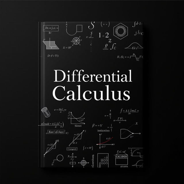 A sophisticated book cover for a textbook on Differential Calculus, set against a sleek black background