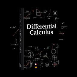 A stylish book cover for a textbook on Differential Calculus, featuring a sleek black background