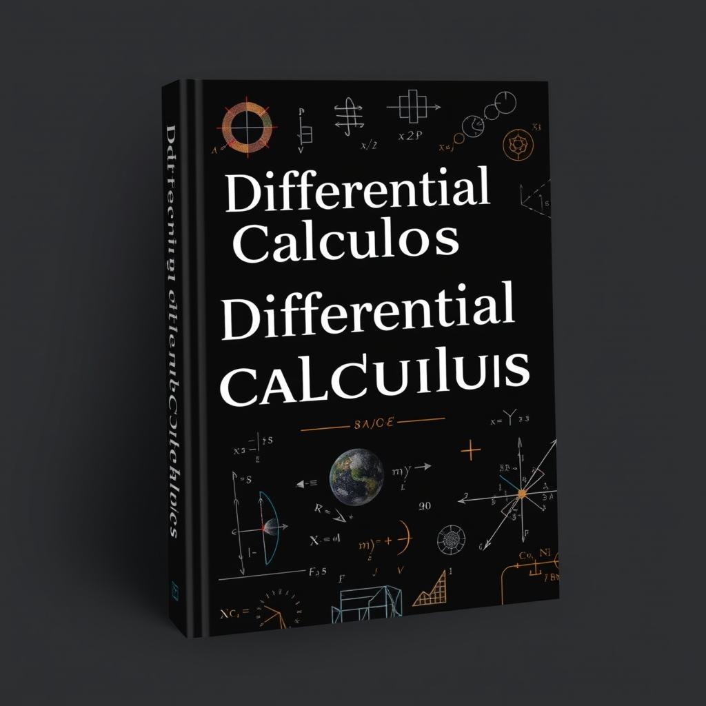 A stylish book cover for a textbook on Differential Calculus, featuring a sleek black background