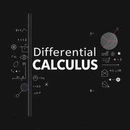 A stylish book cover for a textbook on Differential Calculus, featuring a sleek black background