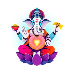 A vector art depiction of the Hindu deity Ganesha, crafted with vibrant colors and bold lines