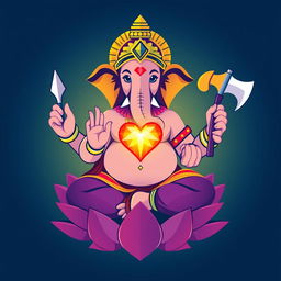 A vector art depiction of the Hindu deity Ganesha, crafted with vibrant colors and bold lines