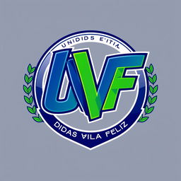 A modern sports team emblem for Unidos Da Vila Feliz, prominently featuring the letters 'UVF'