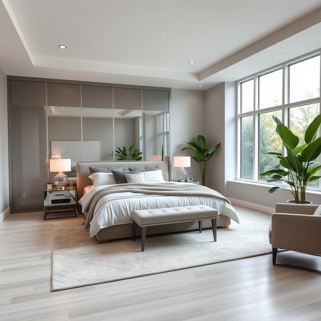 A beautifully remodeled bedroom with a modern and sleek design