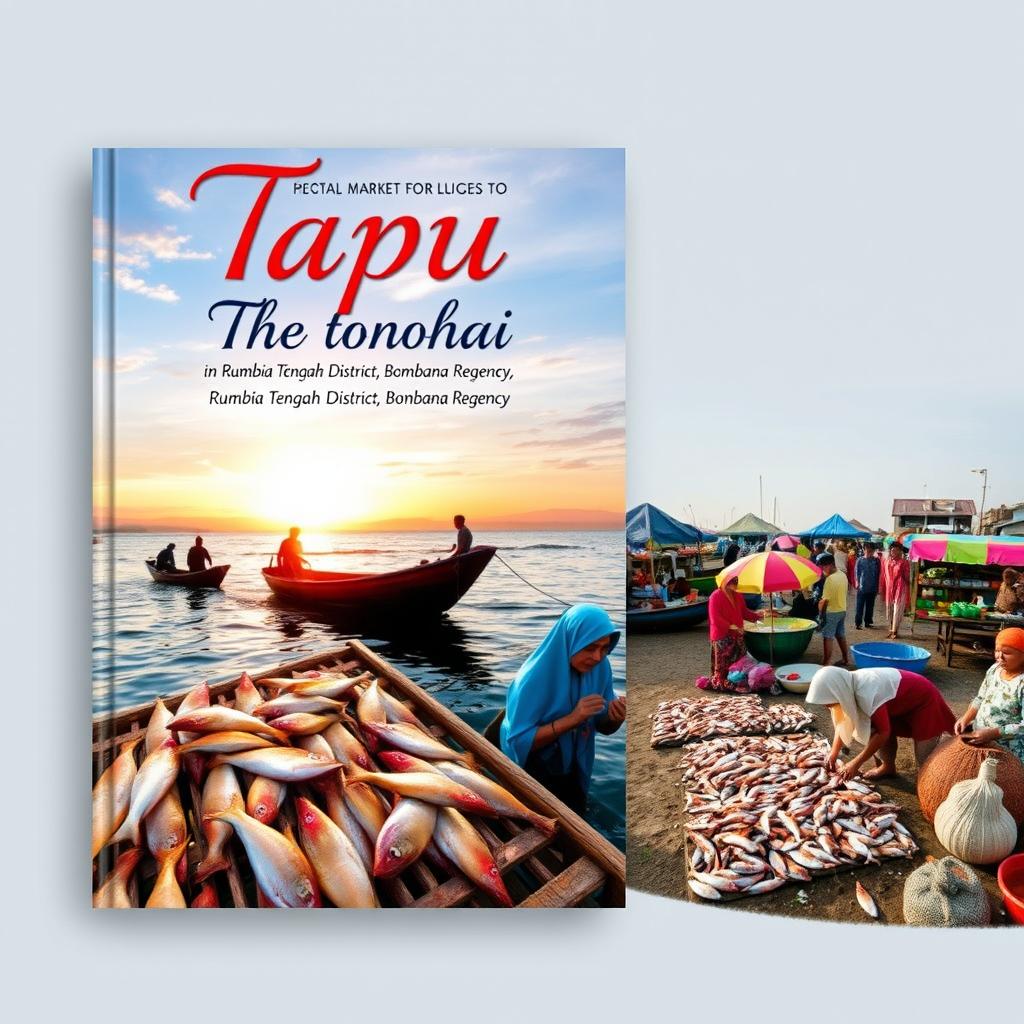 A vibrant and captivating book cover composition featuring a picturesque scene from the village of Tapuhahi in Rumbia Tengah District, Bombana Regency