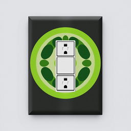 A stylish and modern cover for an electrical panel, designed to blend seamlessly with a green circle motif